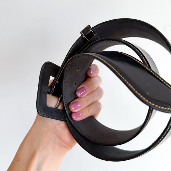WCM New York Leather Classic Adjustable Toggle Belt Black One Size
